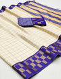 Royal Blue Silk Saree With Weaving Work