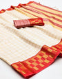 Red Silk Saree With Weaving Work