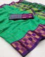 Green & Purple Silk Saree With Weaving Work