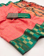 Gajari & Green Silk Saree With Weaving Work