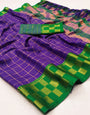 Purple & Green Silk Saree With Weaving Work