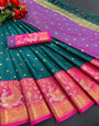 Rama & Purple Silk Saree With Weaving Work