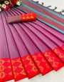 Rose Pink Silk Saree With Weaving Work
