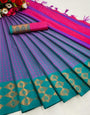 Blue & Rama Green  Silk Saree With Weaving Work