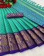 Rama Blue Silk Saree With Weaving Work