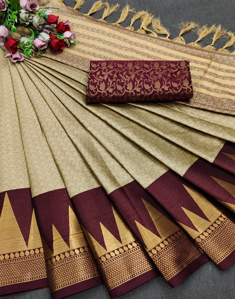 Chiku Silk Saree With Weaving Work – Sareewave