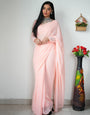 Pastel Pink Georgette Ready To Wear Saree