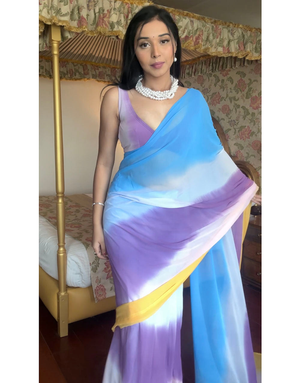 Multi Color Stylist Georgette Ready To Wear Saree