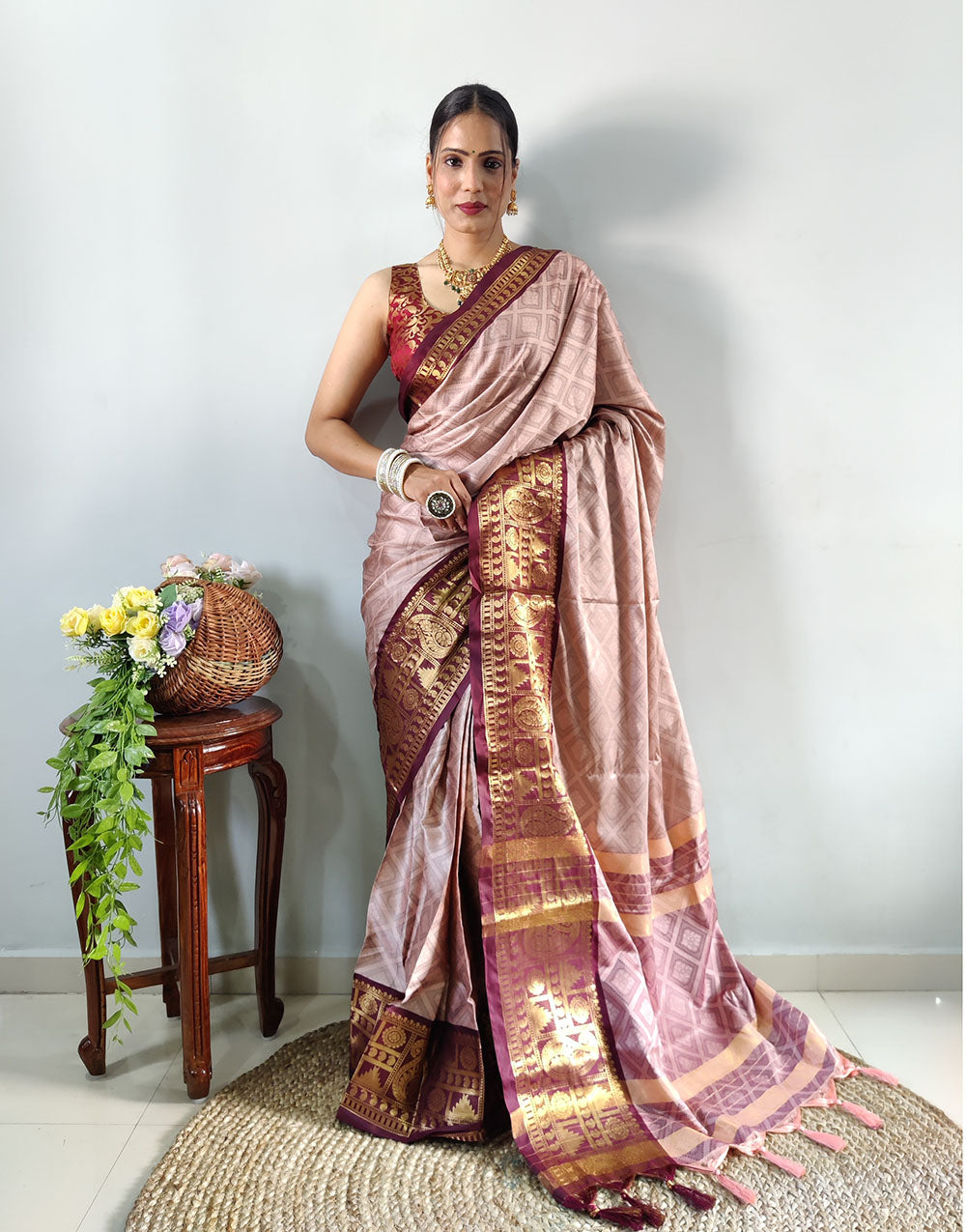 Cotton Silk Kanjivaram  Ready To Wear Saree