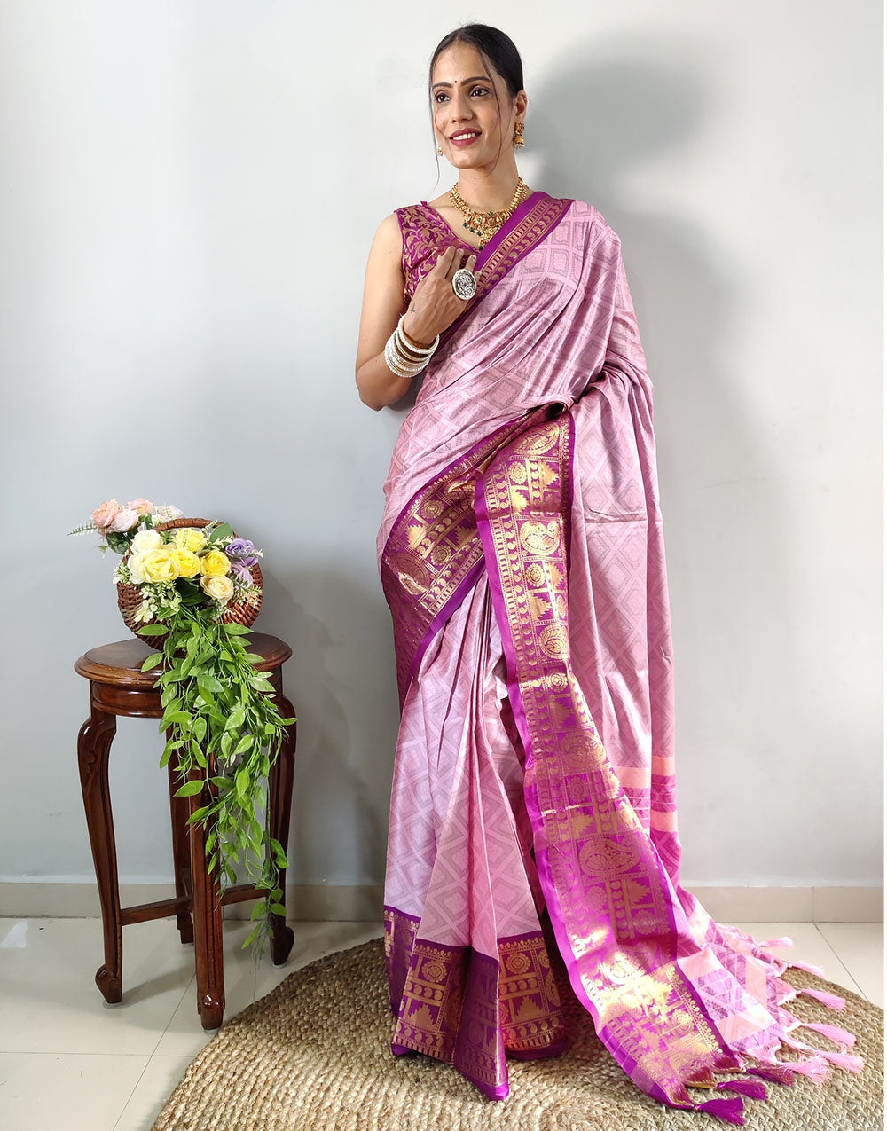 Cotton Silk Kanjivaram  Ready To Wear Saree