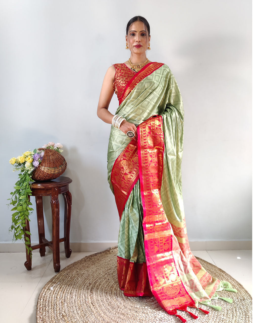 Cotton Silk Kanjivaram  Ready To Wear Saree