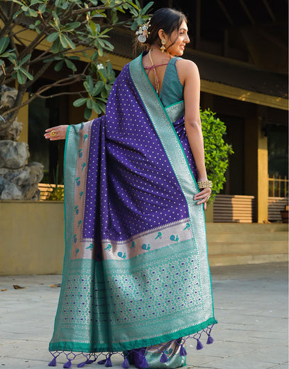 Royal Blue Banarasi Silk Saree With Zari Weaving Work