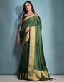 Green Soft Banarasi Raw Silk Zari Weaving Saree