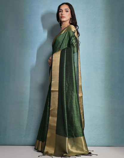 Green Soft Banarasi Raw Silk Zari Weaving Saree