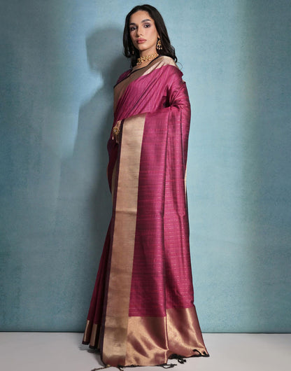 Mulberry Pink Soft Banarasi Raw Silk Saree With Zari Weaving Pallu