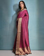 Mulberry Pink Soft Banarasi Raw Silk Saree With Zari Weaving Pallu