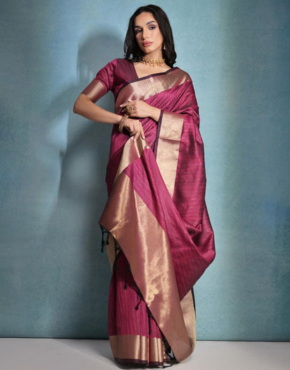 Mulberry Pink Soft Banarasi Raw Silk Saree With Zari Weaving Pallu