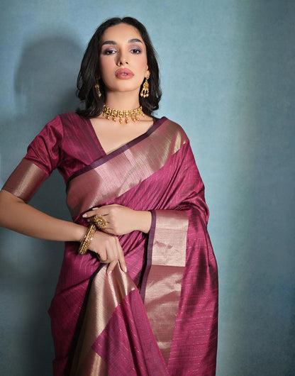 Mulberry Pink Soft Banarasi Raw Silk Saree With Zari Weaving Pallu