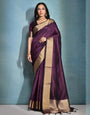 Fabulous Wine Soft Banarasi Raw Silk Zari Weaving Saree