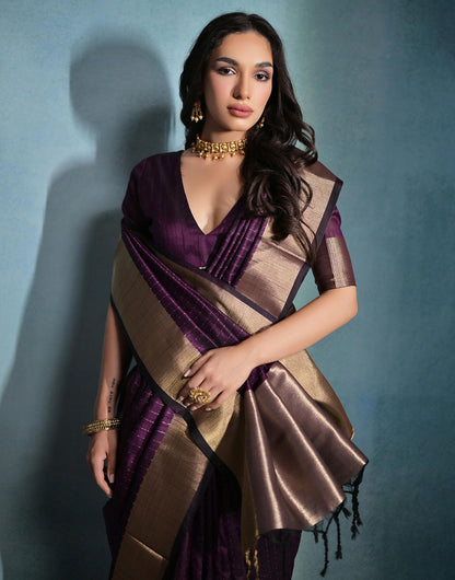 Fabulous Wine Soft Banarasi Raw Silk Zari Weaving Saree