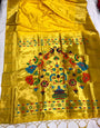 Yellow Paithani Saree With Golden Zari Weaving Work