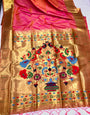 Pink Paithani Saree With Golden Zari Weaving Work