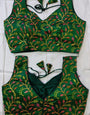 Dark Green Phontam Silk Embroidery Blouse