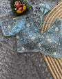 Light Blue Embroidery & Diamond Work Wedding Blouse