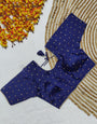 Blue Soft Silk With Golden Butti Readymade Blouse