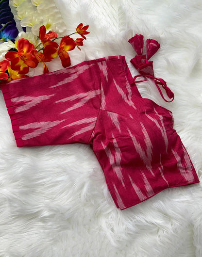 Rani Pink Cotton With Printed Blouse