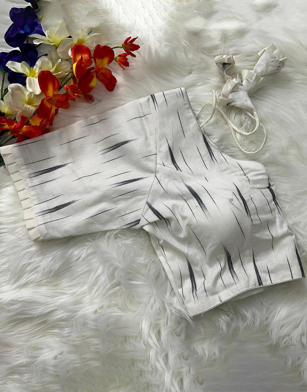 White Cotton With Printed Blouse