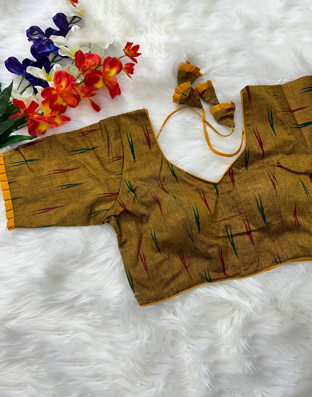 Dijon Yellow Cotton With Printed Blouse