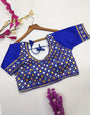 Blue Raw Silk With Mirror & Sequence Work Blouse