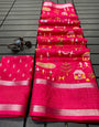 Rani Pink Crape Silk Saree With Sequence Border