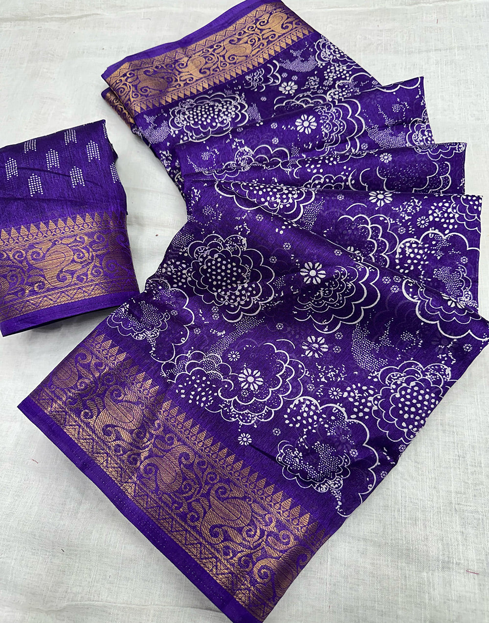 Purple Tusshar Silk Saree With Zari Weaving Work