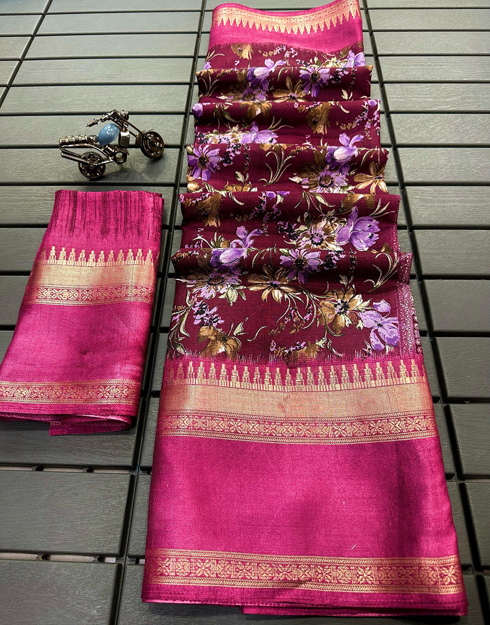 Pink Cotton Saree With Digital Printed Work