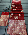 Maroon Dola Silk Saree With Weaving Work