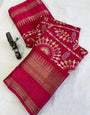 Pink Dola Silk Saree With Printed Work