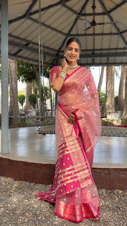 Graceful Ready To Wear Soft Organza Silk Saree With Blouse Piece