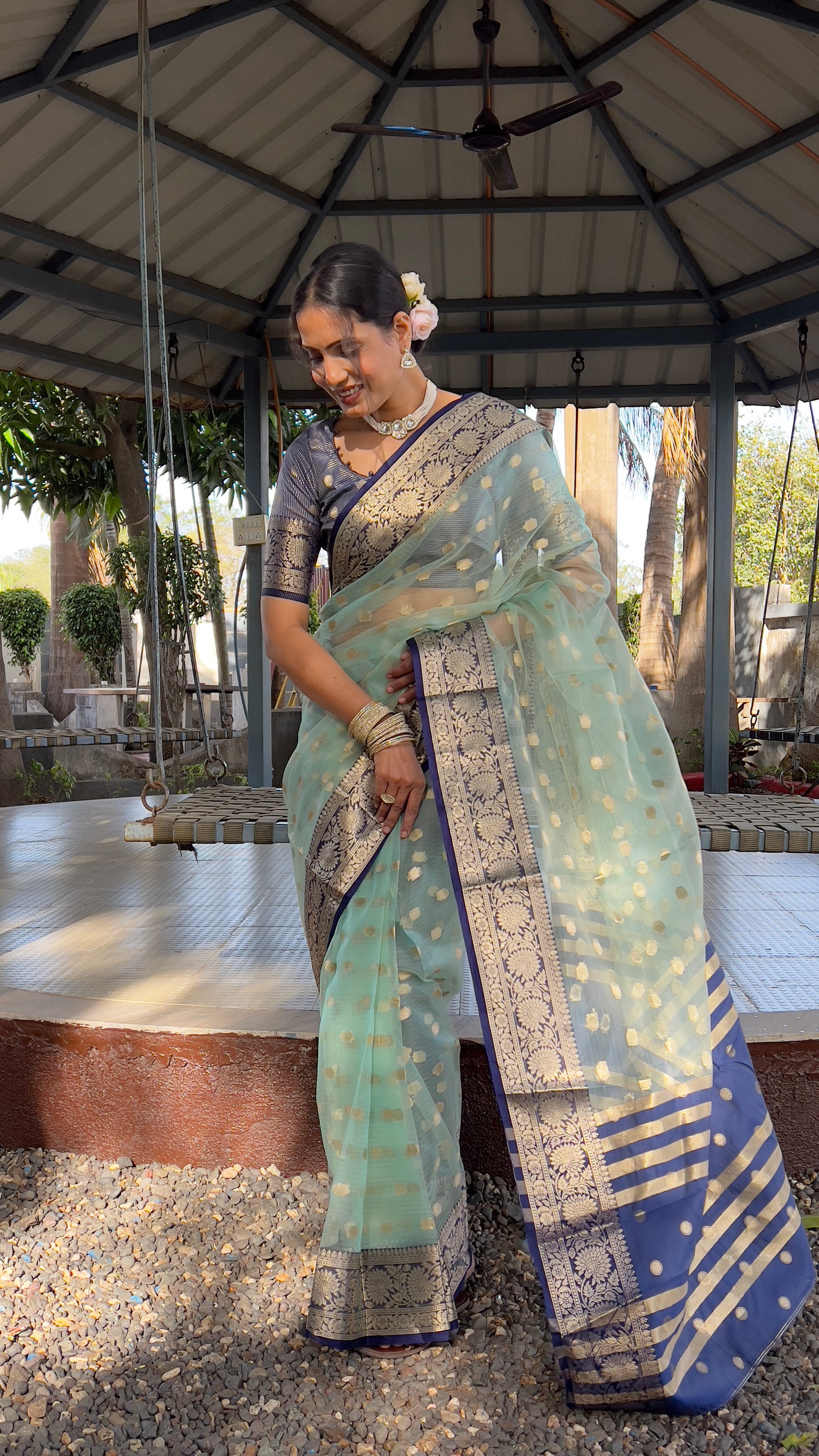 Graceful Ready To Wear Soft Organza Silk Saree With Blouse Piece