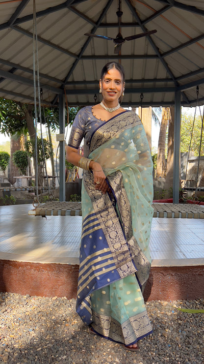 Graceful Ready To Wear Soft Organza Silk Saree With Blouse Piece