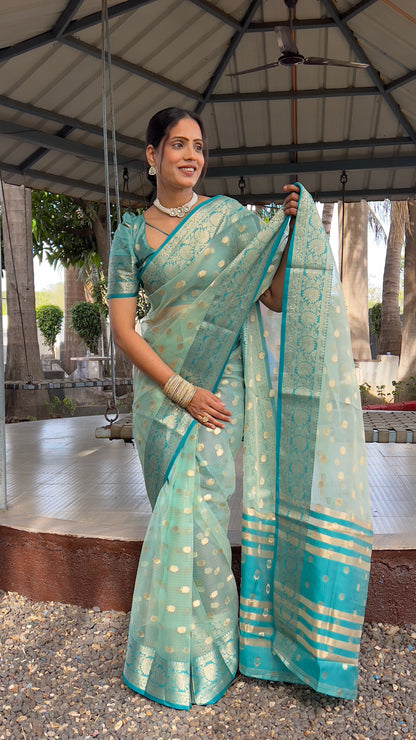 Graceful Ready To Wear Soft Organza Silk Saree With Blouse Piece
