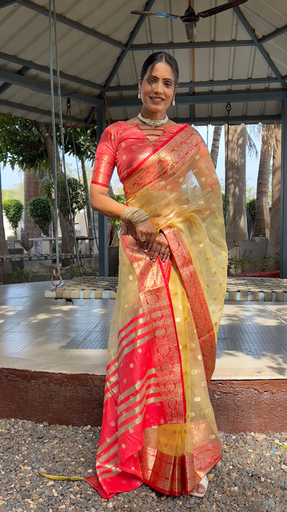 Graceful Ready To Wear Soft Organza Silk Saree With Blouse Piece