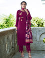 Dark Magenta Rayon With Embroidery Work Salwar Suit