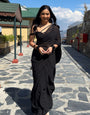 Black Pure Soft Georgette Ready To Wear Saree