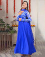 Blue Georgette With Digital Print & Embroidery Lace Gown