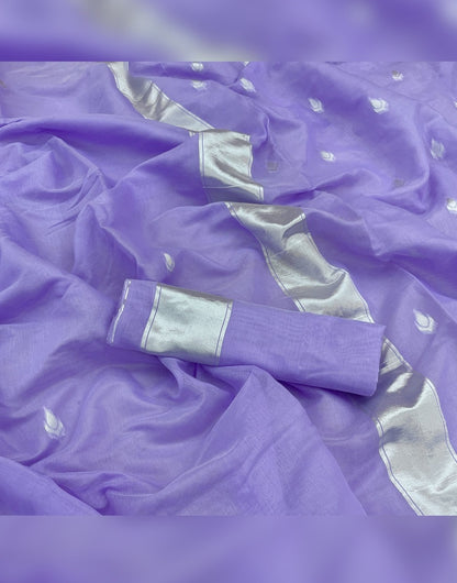 Light Purple Linen Cotton Saree With Weaving Work