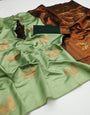 Fern Green Soft Silk Saree With Zari Weaving Work
