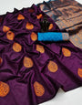 Wine Soft Silk Saree With Zari Weaving Work
