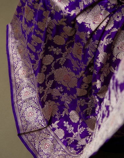 Purple Soft Banarasi Silk Saree With Zari Weaving Work